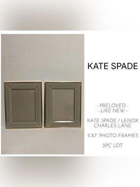 KATE SPADE / LENOX - 2PCS - LIKE NEW - 5X7 CAMEL GOLD CHARLES LANE PHOTO FRAMES